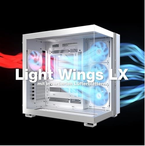 be quiet! Light Base 600 LX White PC-Gehäuse, atemberaubender Panorama-Blick, Show Case, Dual Chamber Design, massiver ARGB LED-Streifen, 4 Light Wings LX PWM Lüfter, invertiert und horizontal nutzbar Bild 8
