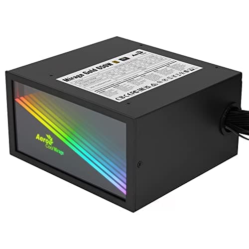 AeroCool MIRAGEGOLD650, PC Netzteil 650W, RGB Infinity Mirror, 80Plus Gold, Japanische Kondensatoren, Schwarz 650 MIRAGEGOLD Bild 2