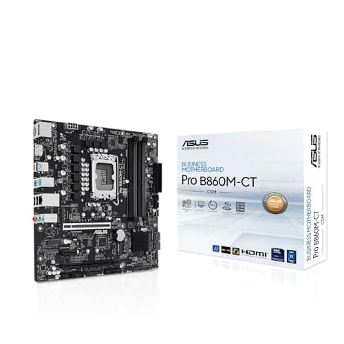 ASUS PRO B860M-CT-CSM Intel® B860 (LGA 1851) mATX Motherboard, PCIe 5.0, DDR5, 2X M.2, Intel® 1G LAN, 2X DP, HDMI, USB Type-C®, TPM IC onboard mit verbesserter Sicherheit, Zuverlässigkeit und