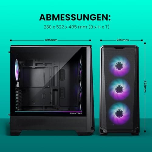 PHANTEKS Eclipse G400A Gaming Midi Tower Schwarz – PC Gehäuse mit 4X 140-mm-D-RGB-Lüftern, Tempered Glass, Mesh-Front, E-ATX kompatibel, 360mm Radiator Support, optimiertes Kabelmanagement Bild 4
