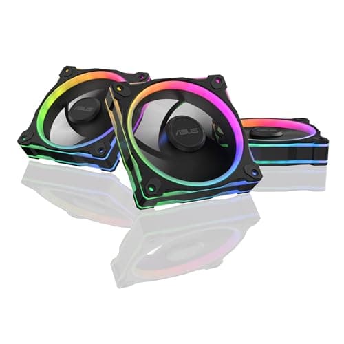 ASUS Prime MR120 Black 3in1 ARGB-Gehäuselüfter 3er Pack (beidseitige Beleuchtung, 20 adressierbare RGB-LEDs, 28 mm Rahmen, PWM-Steuerung, Lüfterdrehzahl 1600 U/min, 21dB(A) Lärmpegel, 58 CFM, Schwarz)