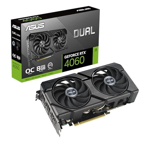 ASUS Dual GeForce RTX 4060 EVO OC Edition 8GB GDDR6 (PCIe 4.0, DLSS 3, HDMI 2.1a, DisplayPort 1.4a, Axial-Tech-Lüfterdesign, 0dB, BIOS, Auto-Extreme-Technologie)