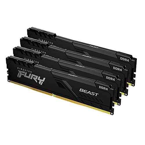 Kingston FURY Beast 128GB (4x32GB) 3600MHz DDR4 CL18 Desktop Speicher Kit mit 4 KF436C18BBK4/128