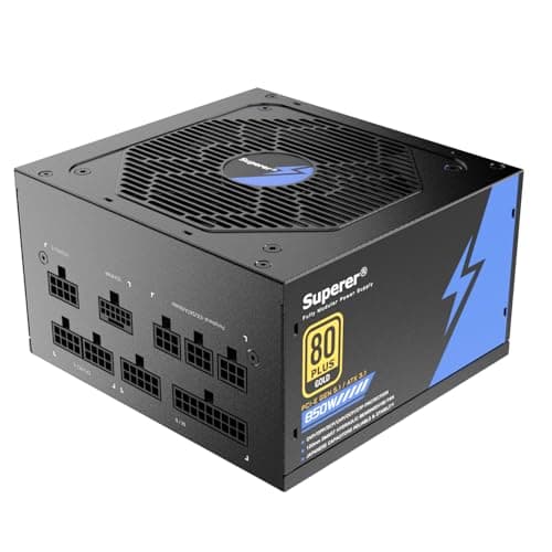 Superer 850W Netzteil PC PSU ATX 3.1 PCIE 5.1 12VHPWR Computer Gaming Leise Schwarz für GPU 4090 4080 4070Ti 7900XTX 3900, Leiser FDB Lüfter Bild 2