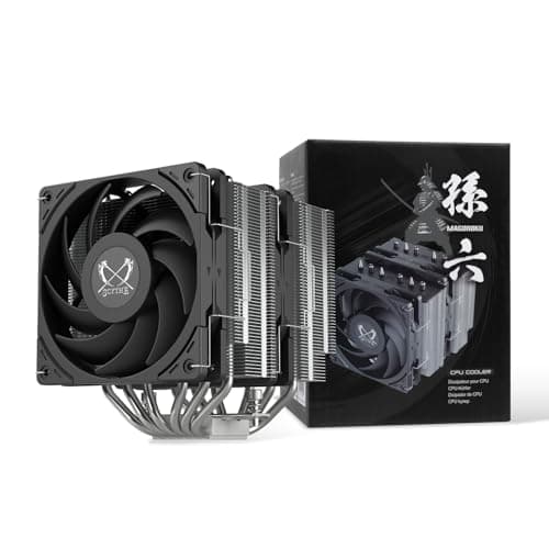 Scythe Magoroku Dual-Tower-CPU-Luftkühler mit zwei Lüftern, unterstützt Intel LGA1700, LGA1151, AMD AM5 und AM4, 120 mm Breite, 6 x 6 mm Heatpipes zur Wärmeabfuhr, leise Lüfter, 370k Stunden MTTF Bild 2