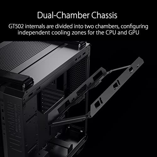 ASUS TUF Gaming GT502 Plus TG White modulares PC Gehäuse (Zweikammer-Gehäuse, bis zu DREI Positionen für 360-mm-Radiatoren oder bis zu dreizehn 120-mm-Lüfter, Glasscheiben Panoramablick, weiß) Bild 4