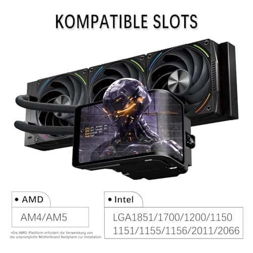 TR-Thermalright Wonder Vision 360 Turbo ARGB Black Liquid CPU Kühler, 6,67'' 3D Curved Bildschirm mit 2400x1080 Auflösung-Magnetisch, 360mm Aio Schwarz, für AM5,LGA1851/1700 Bild 8