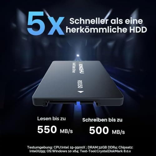 256GB SATA SSD 2.5'' Interne SSD Festplatte, 2,5 Zoll SATA III 6 Gb/s, 550MB/s Lesen, 500MB/s Schreiben 3D NAND TLC Internes SSD, Upgrade Laptop PC und Desktops Speicher und Storage (RS550) Bild 8