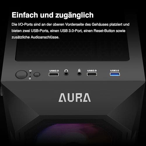 GAMDIAS Aura GC1 Elite ARGB ATX Gaming Midi-Tower PC-Gehäuse, 4 x 120 ARGB-Lüfter, High Airflow Mesh Front Panel, Werkzeuglose Installation Tempered Glass Side Panel, Motherboard Sync, Schwarz Bild 8