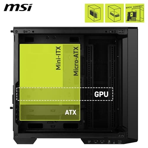 MSI MAG PANO 100L PZ PC-Gehäuse ATX – kompatibel mit vertikaler Grafikkarten-Installation, unterstützt GPU, Staubfilter, schwenkbarer Speicherkäfig, Doppelfach, USB Typ-C 20 GB/s ATX MAG PANO 100L PZ Bild 8