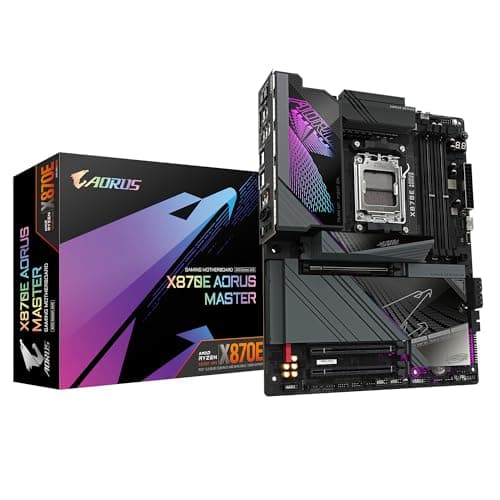 GIGABYTE X870E AORUS Master-Mainboard - Unterstützt AMD Ryzen 9000 CPUs, 16+2+2 Phasen Digital-VRM, bis zu 8600MHz DDR5 (OC), 3xPCIe 5.0, Wi-Fi 7, 5GbE LAN, USB 4