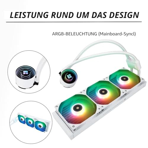 TR Frozen Notte 360 WHITE ARGB V2 CPU-Kühler, Wasser-CPU-Kühler, Spezifikationen des CPU-Kühlers 360 weiß, Dual-Lüfter PWM, S-FDB -Kugellager, geeignet für AMD/AM4, AM5, LGA1851 360MM WHITE-360MM Bild 6