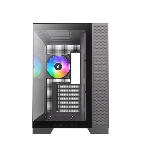 View A-RGB Black Midi Tower PC-Gehäuse Showcase, Frontpanel und Seitenfenster aus gehärtetem Glas, 4X 120mm RGB Lüfter, 4-Pin-PWM und 3-Pin Steurung, Abnehmbarer Deckel, USB-C, ATX/mATX/ITX Schwarz VIEW Bild 6