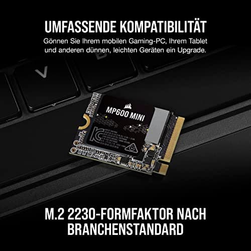 Corsair MP600 MINI 2 TB M.2 NVMe PCIe x4 Gen4 SSD – M.2 2230 – Bis zu 7.000MB/Sek. Sequentielles Lesen – Hohe Dichte 3D TLC NAND – Ideal Für Steam Deck und Microsoft Surface – Schwarz 2TB Bild 8