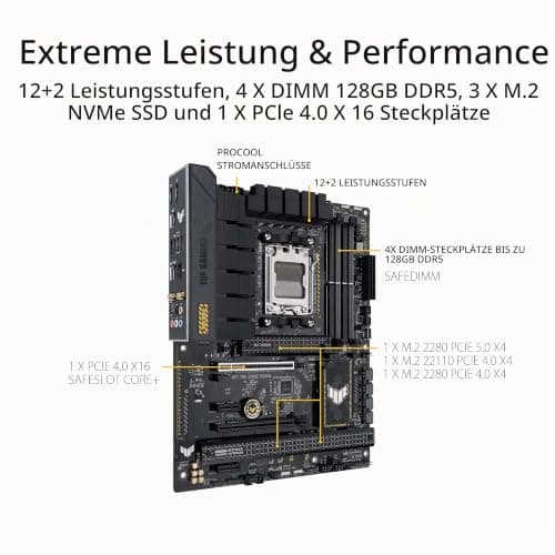ASUS TUF Gaming B650-PLUS WiFi Socket AM5 (LGA 1718) Ryzen 7000 ATX Gaming Motherboard (14 Leistungsstufen, PCIe® 5.0 M.2 Unterstützung, DDR5 Speicher, WiFi 6, USB4® Unterstützung und A. ura Sync) Bild 4