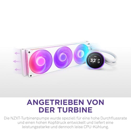 NZXT Kraken Serie – AIO CPU-Flüssigkeitskühler – Anpassbares LCD-Display – Hochleistungs-Lüfter – Kompatibel mit Intel® & AMD® Sockel – Elite 360 RGB – Weiß Bild 4