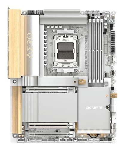 GIGABYTE X870E AERO X3D Wood Mainboard - Unterstützt AMD Ryzen 9000 CPUs, digitales 16+2+2-Phasen-VRM, bis zu 9000Hz DDR5 (O.C.), 2xPCIe 5.0 + 2xPCIe 4.0, Wi-Fi 7, 5GbE LAN, USB 4 Bild 4