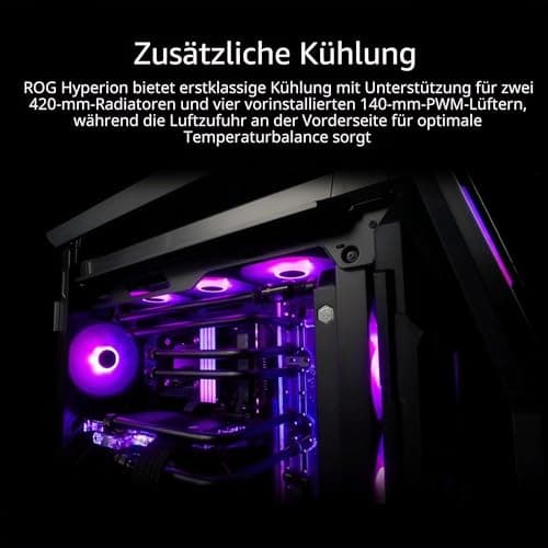 ASUS ROG Hyperion GR701 E-ATX RGB Gaming Gehäuse (420 mm Dual-Radiator-Unterstützung, 4X 140 mm-Lüfter, GPU-Halterung aus Metall, Aura Sync ARGB-Lüfter-Hub, 60W-Schnellladung, 2X USB-Typ-C) Bild 6