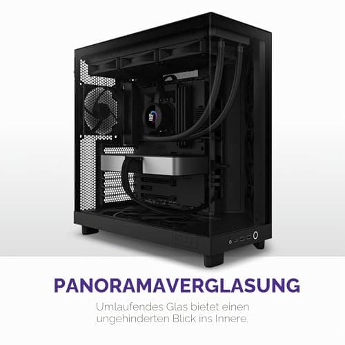 NZXT H6 Flow , CC,H61FB,01 , Kompaktes Mid,Tower Gehäuse mit zwei Kammern , Glaspaneele mit Panoramablick , Hochleistungs,Airflow,Panels , Inklusive 3 x 120 mm , Lüfter , Schwarz Bild 4