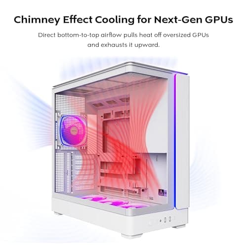 MONTECH King 45 ATX PC-Gehäuse, gebogenes Panorama-Glas, Luftstromkühlung, Doppelkammer-Design, 360-mm-Kühlerunterstützung, kompakte Bauweise für GPU der nächsten Generation und Hochleistungs-Systeme Bild 4
