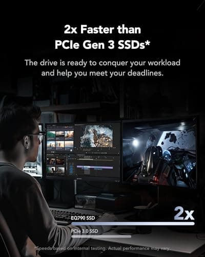 Lexar EQ790 1TB SSD M.2 2280 PCIe Gen4x4 NVMe 1.4, Interne SSD, 7000 MB/s Lesen, 5000 MB/s Schreiben für Intensive Workloads, PS5 & PC Gaming, Leistungsstarkes internes Solid State Laufwerk Bild 6