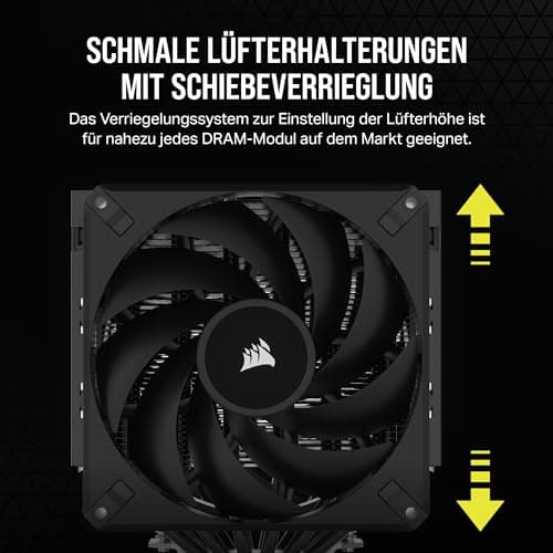 Corsair A115 Hochleistungs-Tower-CPU-Luftkühler - Slide-and-Lock-Lüfterhalterung - Zwei AF140 Elite-Lüfter Vorinstallierte Wärmeleitpaste - Schwarz Bild 8