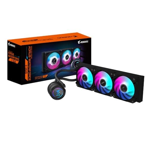 GIGABYTE AORUS WATERFORCE II 360 AIO Flüssigkeits-CPU-Kühler - 3x120mm ARGB-Lüfter, Schiebe-in-Verriegelungsmechanismus, Daisy-Chain, kompatibel mit Intel LGA 1851 und AMD AM5
