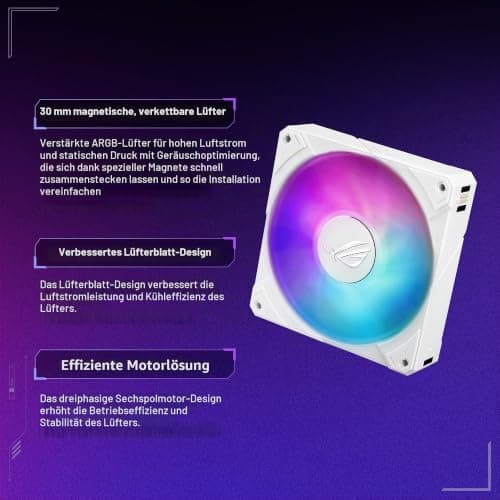 ASUS ROG Ryujin III 360 ARGB Extreme White All-in-One-Flüssig-CPU-Wasserkühlung (3,5 Zoll LCD Bildschirm, Aseteks Emma Gen8 V2-Pumpe, verdickte magnetische ROG ARGB-Lüfter, Geräuschoptimierung, weiß) Bild 7