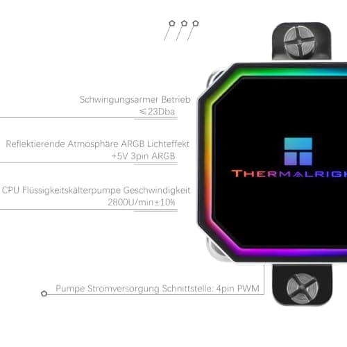 TR-Thermalright Frozen Prism 360 Black ARGB Flüssigkeit CPU Kühler, 360mm Aio Kühler, 3x120mm PM Lüfter-1850RPM, für AMD AM4 /AM5, Intel LGA1851/1700/1150/1151 Bild 6