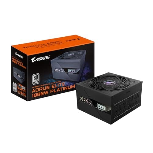 GIGABYTE Aorus Elite P1000W Power Supply - PCIe 5.0, 80 Plus Platinum, Fully Modular Design, 120 mm Fan, ATX 3.0 Compatible, EU Plug