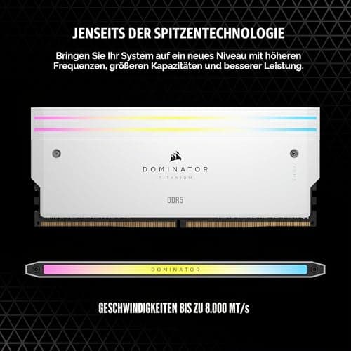 CORSAIR Dominator Titanium RGB DDR5 RAM 64GB (4x16GB) Bis zu 6400MHz CL32 Intel XMP 3.0 Desktop-Arbeitsspeicher – Weiß (CMP64GX5M4B6400C32W) Bild 6