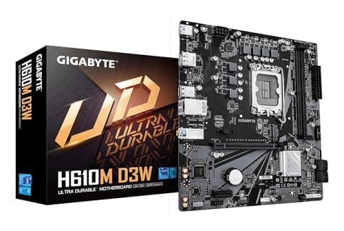 GIGABYTE H610M D3W Mainboard - Unterstützt Intel Core Prozessoren der 14. Generation, 5+1+1 Phasen VRM, bis zu 5600MHz DDR5, 1xPCIe 3.0 M.2, 1GbE LAN, USB 3.2 Gen 1