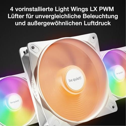 be quiet! Pure Base 501 LX White PC-Gehäuse, 4 vorinstallierte Light Wings PWM-Lüfter, ARGB-Beleuchtung, ARGB-Controller und PWM-Hub, hoher statischer Druck, USB 3.2 Gen. 2 Type C, geräumiges Design Bild 6