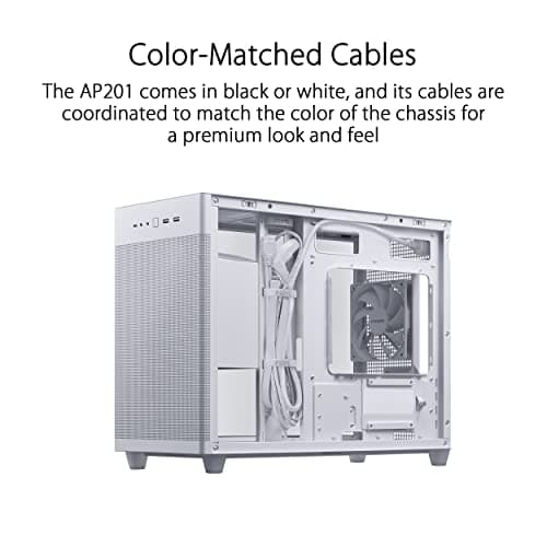 ASUS Prime AP201 Tempered Glass MicroATX Gehäuse weiß (33 Liter, unterstützt 360-mm-Kühler, Grafikkarten bis 338 mm Länge und Standard-ATX-Netzteile, USB-C Anschluss, Seitenteile aus Glas) Bild 7