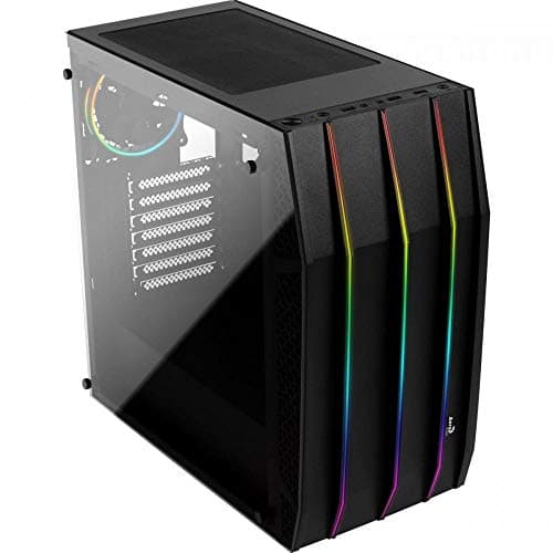AeroCool KLAW, PC-Gehäuse, ATX, Gehärtetes Glas, Front RGB, 3 RGB-Lüfter, schwarz, única