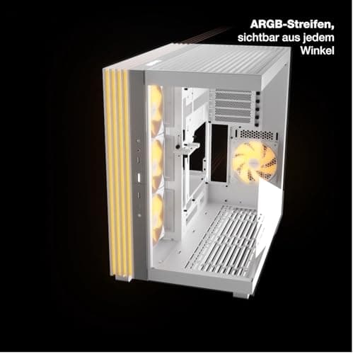 be quiet! Light Base 600 LX White PC-Gehäuse, atemberaubender Panorama-Blick, Show Case, Dual Chamber Design, massiver ARGB LED-Streifen, 4 Light Wings LX PWM Lüfter, invertiert und horizontal nutzbar Bild 6