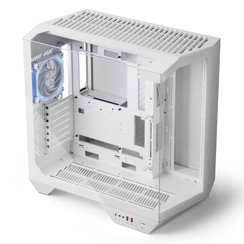 darkFlash Full-Tower ATX Gaming-PC-Gehäuse, Rückseitig Einsteckbares Motherboard, Zwei Kammern, Panorama-Glas, bis zu 2 x 360 mm Radiatoren, RTX 40-Kompatibel (DY470) (1 PWM-ARGB-Lüfter, Weiß) Weiß 1 PWM-ARGB-Lüfter Bild 4