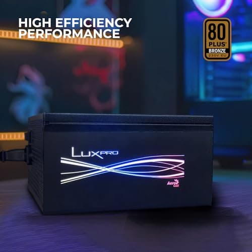 Aerocool LUXPRORGB550M, Semi-Modular RGB 550W Netzteil, 80Plus Bronze +88%, Japanische Kondensatoren, 14cm FDB-Lüfter mit APFC-Technologie, ARGB-kompatibel, 5 Jahre Garantie, Schwarz (Packung mit 2) Bild 4