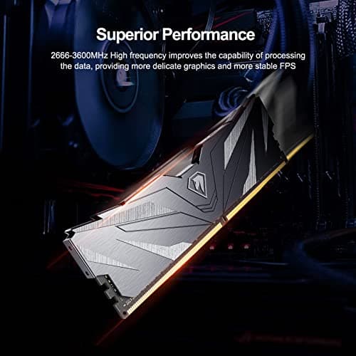 Netac DDR4 DRAM 32 GB Kit (2 x 16 GB) 3200 MHz XMP 2.0 Dual Channel RAM CL16 (PC4-25600) 1,35 V 288-Pin verbesserter Aluminium-Kühlkörper ideal für Gaming-Computer-Upgrade – Shadow II Serie 32GB Kit (2x16GB) 3200 MHz Schwarz Bild 4