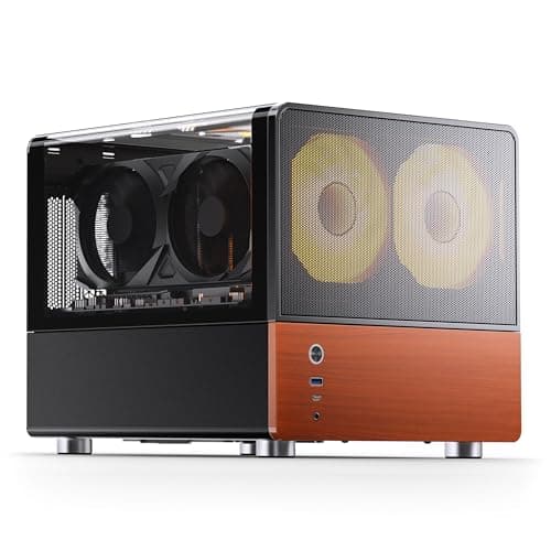 Jonsbo V12 PC-Gehäuse Mini-Tower Micro-ATX mit Tempered Glass, Holzfront und vorinstallierten Lüftern – schwarz Bild 8