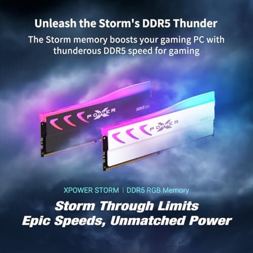 Silicon Power Storm SP032GXLWU64AFDK DDR5 32 GB (2 x 16 GB) RGB 6400 MT/s (PC5-51200) 288-pin CL32 1,4 V UDIMM Desktop-RAM-Speicher mit Kühlkörper, Grau 32GB (2x16GB) 6400MT/s CL32 Grau (RGB) Bild 6