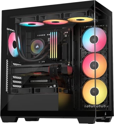 CORSAIR 3500X RS-R ARGB Panoramaglas Mid-Tower-PC-Gehäuse – 3 x RS120-R ARGB-Lüfter Inklusive, Platz für bis zu 10 x 120-mm-Lüfter, Kompatibel mit Motherboards mit Rückseitigem Anschluss – Schwarz