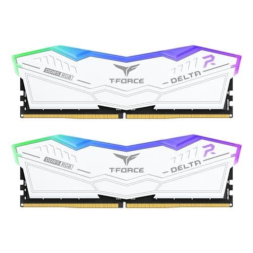 TEAMGROUP T-Force Delta RGB DDR5 Ram 64GB (2x32GB) 6000MHz PC5-48000 CL38 Intel XMP 3.0 & AMD Expo kompatibles Desktop-Speichermodul Ram Weiß FF4D564G6000HC38JDC01 Bild 2