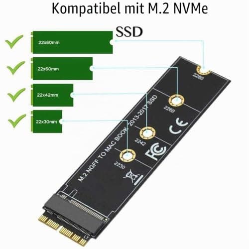 M.2 NVME SSD-Konvertierungsadapterkarte das Upgrade des für MacBook Air (2013-2017) Bild 8