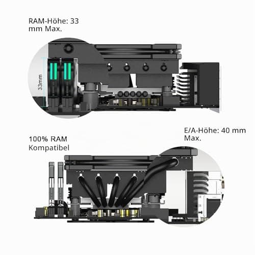 ID-COOLING IS-55 BLACK CPU-Kühler – Low Profile 57 mm Höhe, CPU-Luftkühler mit 5 Heatpipes und 120x120x15 mm Slim-Lüfter, kompatibel mit Intel LGA1700/115X/1200 und AMD AM4/AM5 Bild 6
