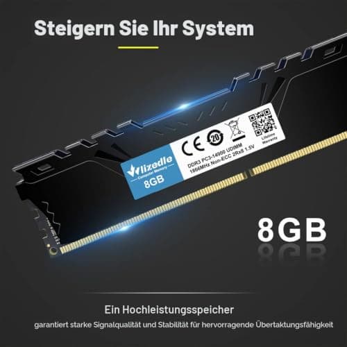 32GB Kit (4x8GB) DDR3 Desktop Memory RAM 1866MHz CL13 UDIMM, PC Arbeitsspeicher PC3-14900 240-Pin 1,5V Non-ECC 2Rx8 Computer Speicher Upgrade für Rechner, Schwarz 8GBx4 1866 MHz - DDR3 Schwarz Bild 4