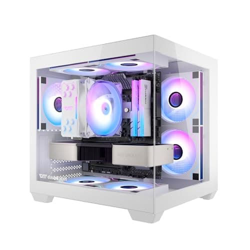darkFlash ITX-PC-Gehäuse, Vorinstalliert mit 3 PWM-ARGB-Lüftern, Computergehäuse, ITX-Gehäuse mit Vollansicht und Doppeltem Hartglas, Mini-Größe, Unterstützt 240 mm AIO (C275P) (Weiß) Bild 2