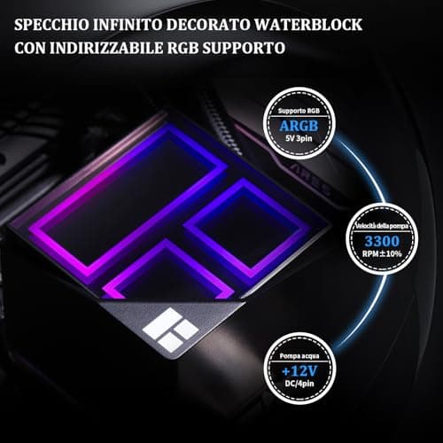 TR Frozen Infinity 360 CPU Aio Cooler, Lüfter TL-M12 x 3 PWM, Wasserkühler, Computerprozessor, ARGB Infinity Mirror, 360 CPU Liquid Cooling: LGA1851/1700/1150/1151/1200/2011, Ref 360MM BLACK-360MM Bild 7