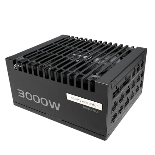 ASUS Pro WS 3000W Platinum Workstation Netzteil (3000 Watt, unterstützt bis zu Vier GeForce RTX 5090 Grafikkarten, ATX 3.1 kompatibel, PCIe 5.1 mit 12V-2x6-Anschlüssen, 80 Plus Platin Zertifiziert)