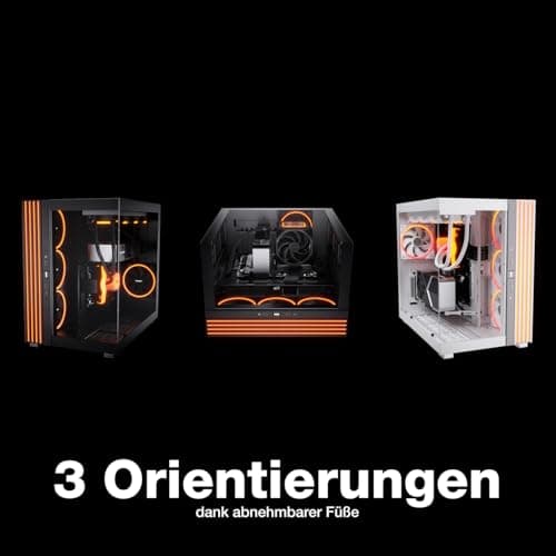 be quiet! Light Base 900 DX White PC-Gehäuse, atemberaubender Panorama-Blick, Show Case, Dual Chamber Design, massiver ARGB LED-Streifen, invertiert und horizontal nutzbar, E-ATX Mainboard kompatibel Bild 4
